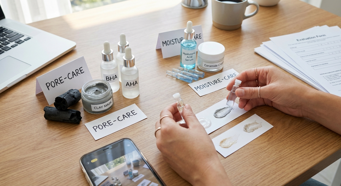 毛穴ケア成分と保湿成分を並べたイメージ